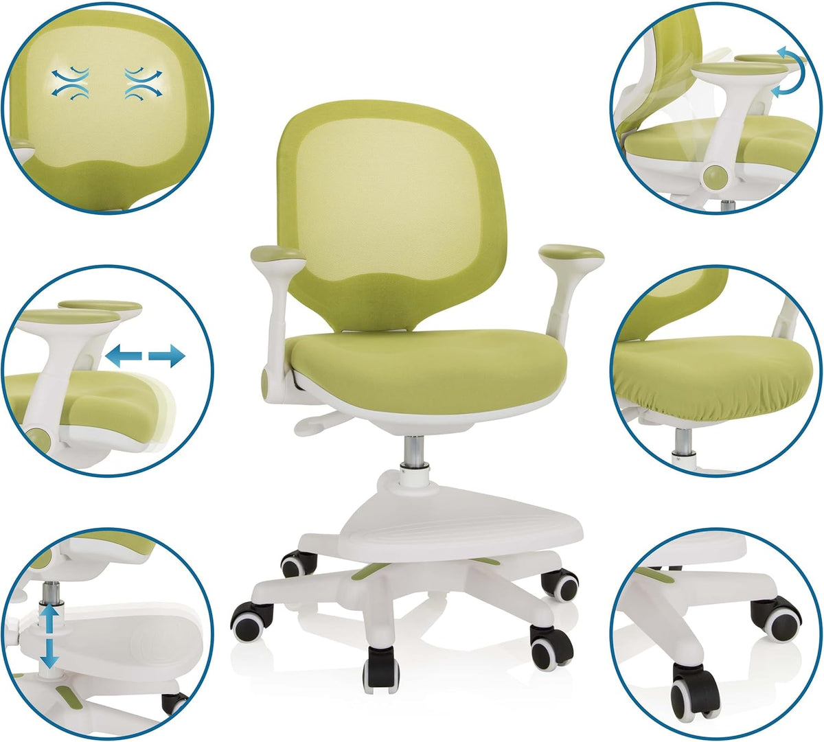hjh OFFICE kinderstoel KID ERGO stof/netstof Groen