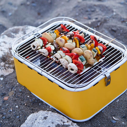 Barbecook tafel bbq Carlo houtskool barbecue met draagtas, geschikt voor 6 personen, Sunshine Yellow 44x33x21cm