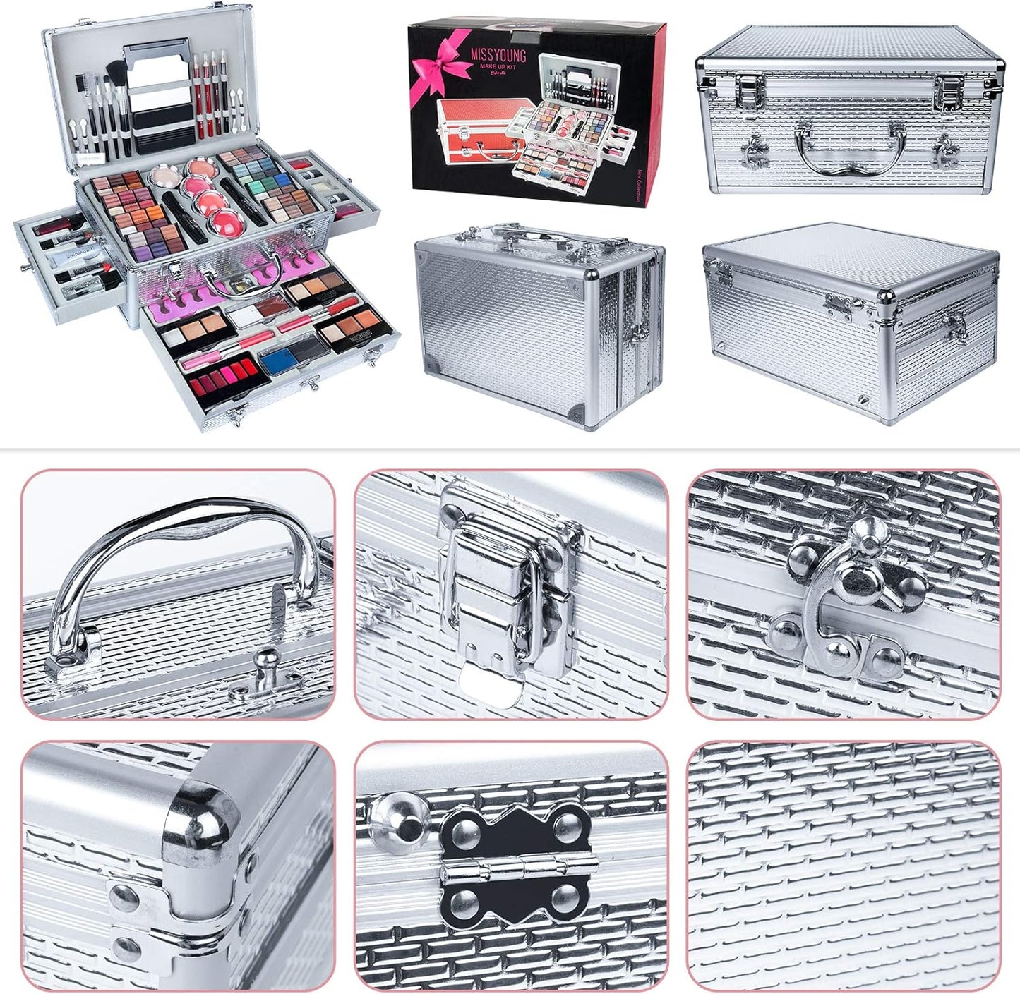 All-in-One Make-up Box Set Multifunctionele Cosmetica Opbergdoos Beauty Case Professionele Inhoud Oogschaduw Concealer Lipgloss Blusher Compact Poeder Wenkbrauw en Make-up Potlood Kwast #3
