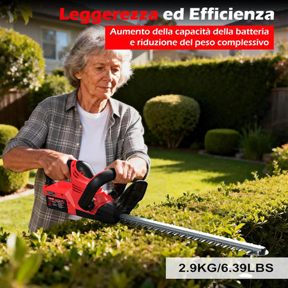 21 V borstelloze accu heggenschaar met 2 x 4,0 Ah accu's en oplader, borstelloze elektrische heggenschaar met 52 cm snijlengte