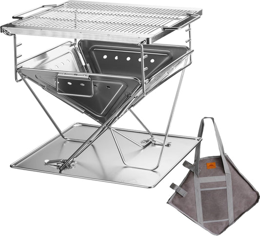 Campingmoon BBQ Grill Vuurkorf Opvouwbaar RVS - Large MT-045