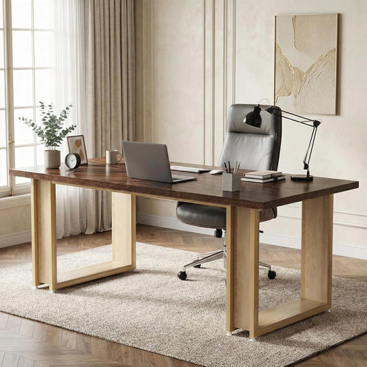 Bureau – Computertafel – Bureautafel – Werktafel – Computerbureau – Houten Blad – Stevig Metalen Frame – 160 x 80 cm – Met Grote Plank