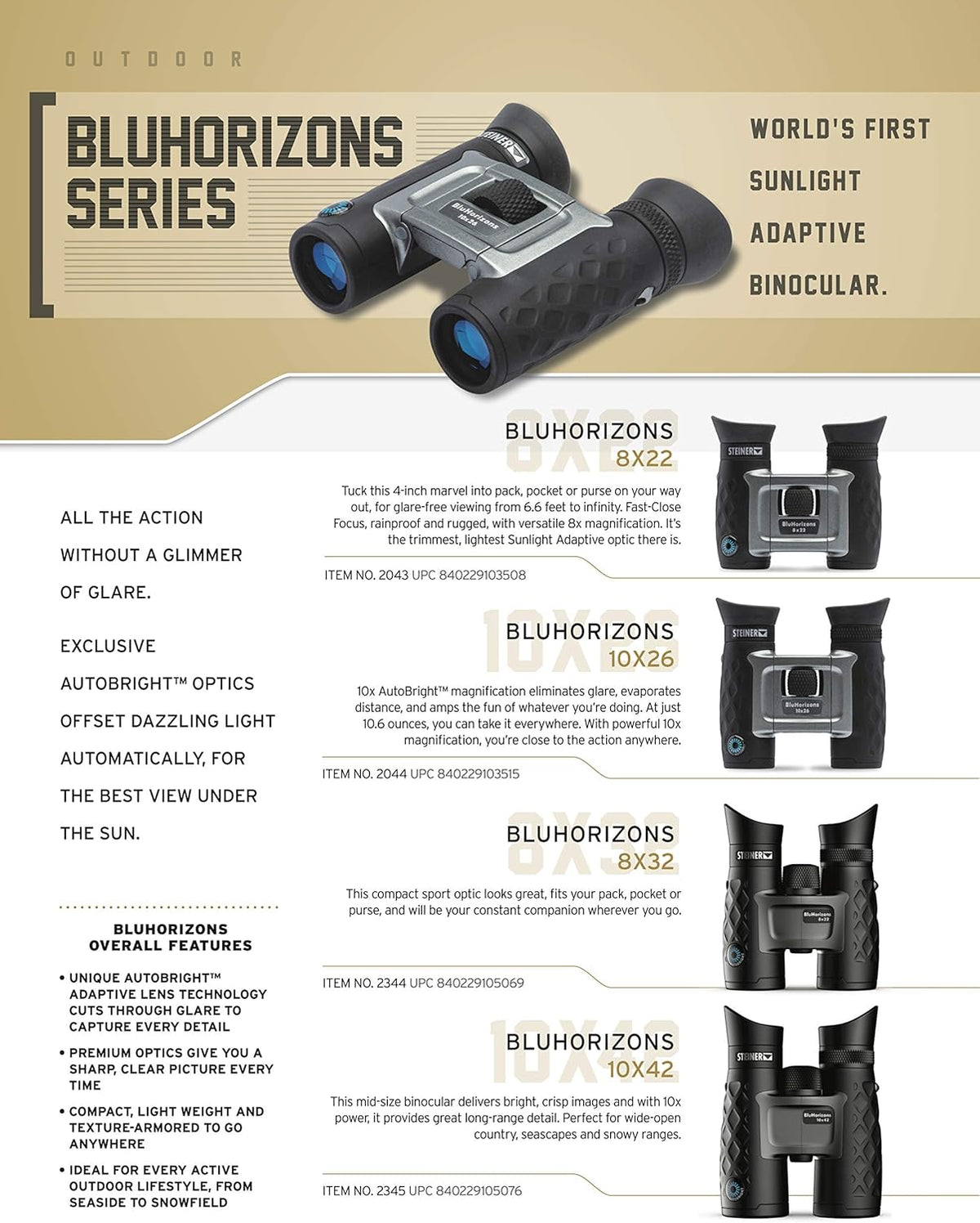 Steiner BluHorizons verrekijker met unieke lenstechnologie, oogbescherming, compact, licht, ideaal voor buitenactiviteiten en sportevenementen, 10x42