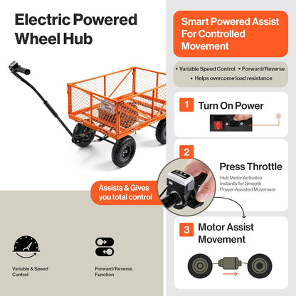 SuperHandy Wagon Utility Cart Hand Truck Handleiding Heavy Duty Gazon Tuin met Verwijderbare Zijmazen 180 kg Max Capaciteit, Zwart