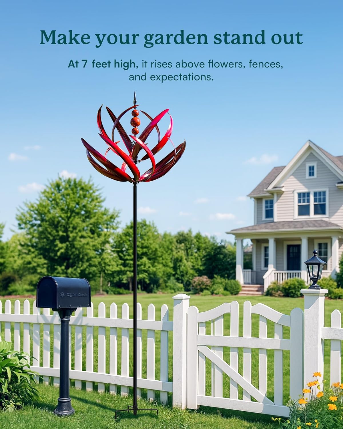 Tuin Wind Spinners - Grote Outdoor Metalen Wind Spinners Sculpturen, Gazon Yard Art Garden Decor (Bourgondische Lotus)