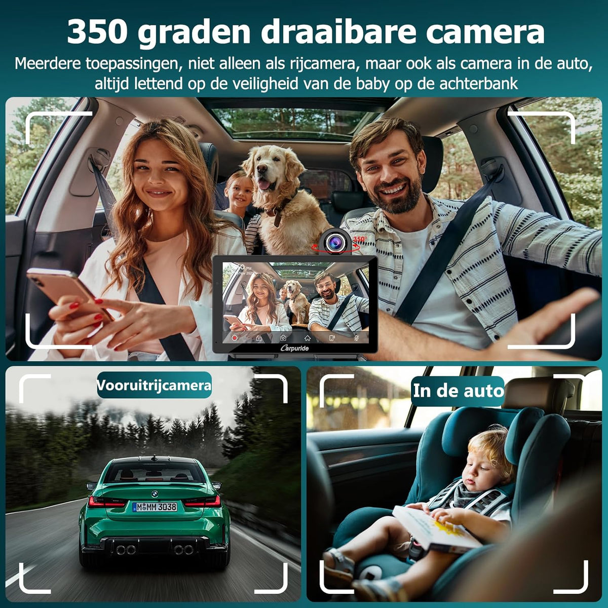 Carpuride W703 Portable Wireless Carplay & Android Auto with Dash Cam-7" HD IPS Screen, 4K Front & Backup Camera, Loop Recording,Bluetooth,Mirror Link,GPS,Siri,Dashboard Mounted (Carpuride w703)