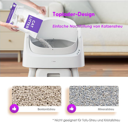 PetPivot Zelfreinigende kattenbak met open design, automatische en handmatige modi, onmiddellijke reiniging en eenvoudig scheppen, ideaal voor grote katten, geschikt voor meerkattenhuishoudens