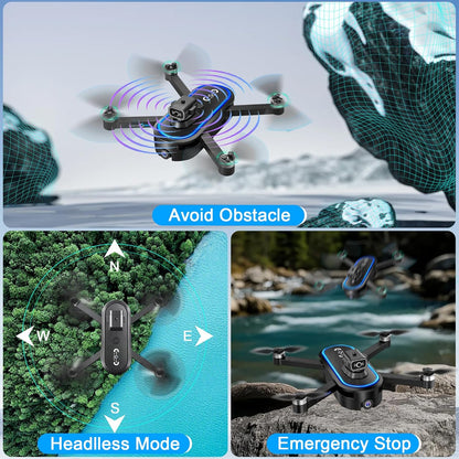 Drone met camera, 1080P, drone-camera met 4,5 inch lcd-display, 2 batterijen, motor zonder weegschaal, optische stroom, FPV-drone RC quadricopter voor beginners