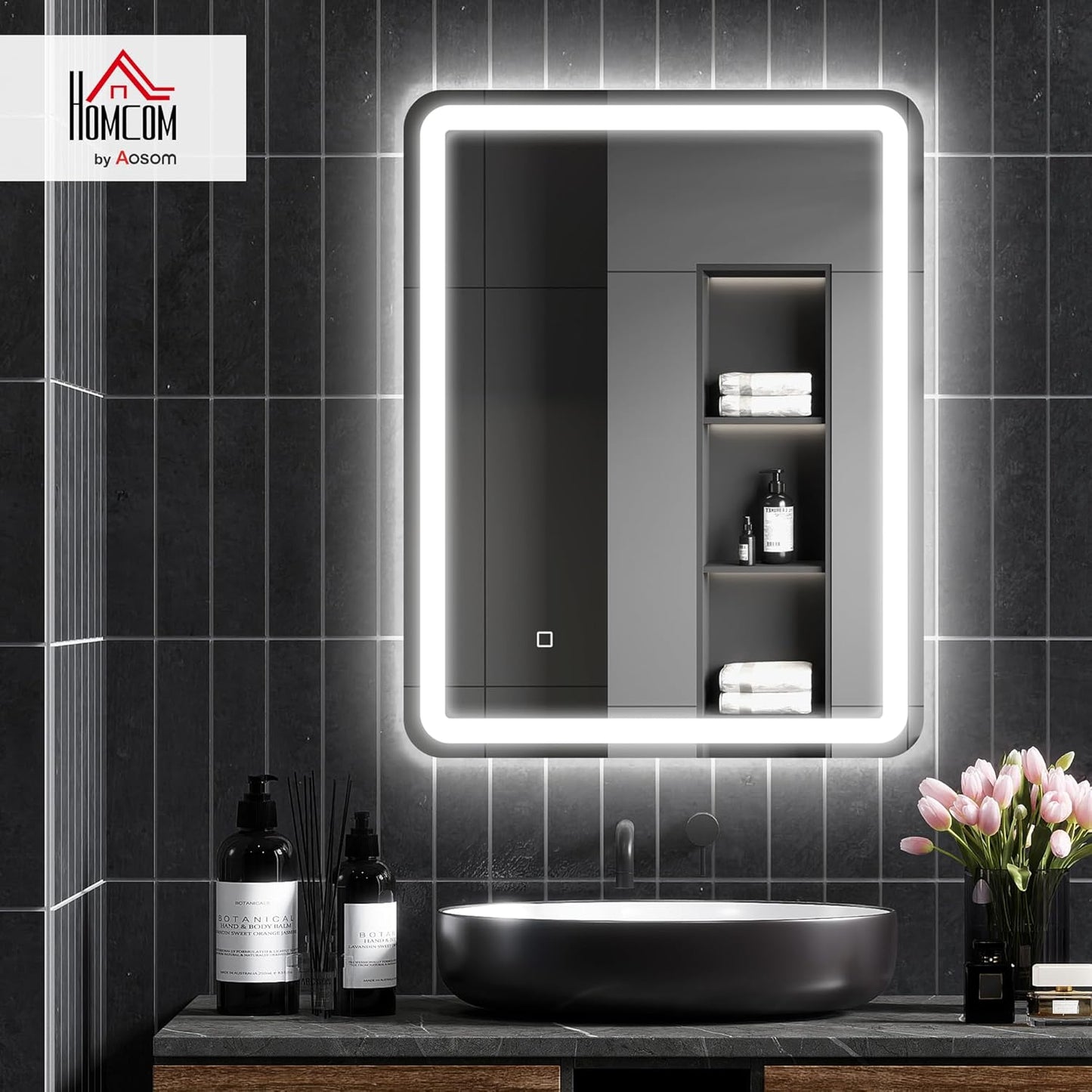 Badkamerspiegel – Wandspiegel – LED Spiegel – Verlichte Spiegel – Touch Spiegel – 70 x 90 cm – Anti-Condens – Geheugenfunctie