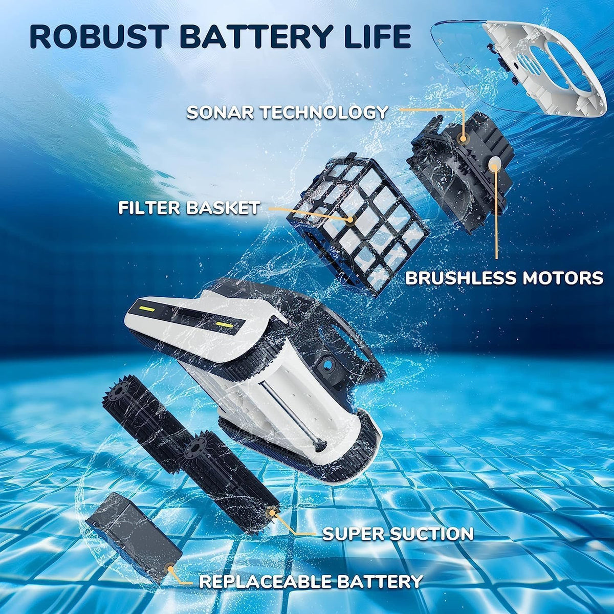 <font dir="auto" style="vertical-align: inherit;"><font dir="auto" style="vertical-align: inherit;">        BIGBIG WON Pool Robot, Pool Robot, Floor and Wall for Above Ground Pool/Outdoor Pool up to 200 ㎡, Three Models, Pool Robot Battery for Floor, Water