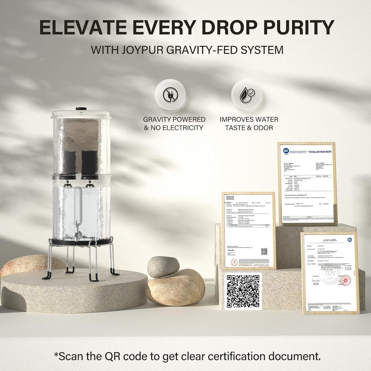 8,5 L Zwaartekracht Waterfiltersysteem Grijs – Waterfilter – Drinkwaterfilter – Zwaartekrachtfilter – Waterzuiveringsfilter – 304 Roestvrij Staal – 3-Traps Filtratie
