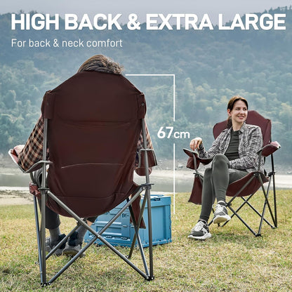 EVER ADVANCED Luxe campingstoel, opvouwbaar, belastbaar tot 160 kg, ultragroot met hoge rugleuning, comfortabel beklede klapstoel, camping, tuin, balkon, strand, campingstoel, tuinstoel, visstoel