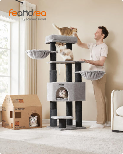 Krabpaal – Kattenboom – Kattenmeubel – Krabmeubel – Speelboom – Groot Formaat 160 cm Hoog – 11,3 cm Dikke Sisal Palen