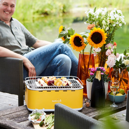 Barbecook tafel bbq Carlo houtskool barbecue met draagtas, geschikt voor 6 personen, Sunshine Yellow 44x33x21cm
