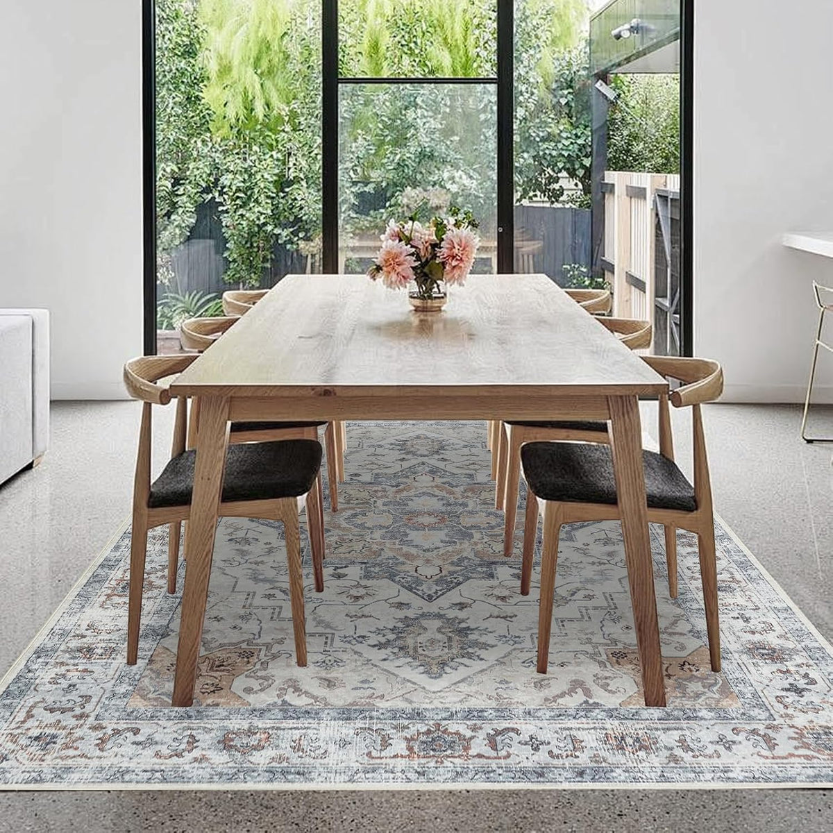 CHOSHOME Wasbare vloerkleden voor woonkamer, vloerkleden voor slaapkamer, laagpolig tapijt, antislip tapijt, traditioneel zacht oosters tapijt voor keuken, eetkamer, 200 x 290 cm, taupe bruin faux