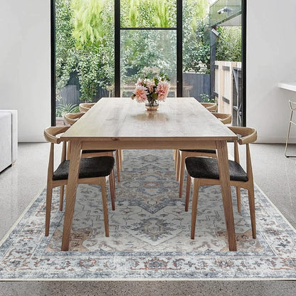 CHOSHOME Wasbare vloerkleden voor woonkamer, vloerkleden voor slaapkamer, laagpolig tapijt, antislip tapijt, traditioneel zacht oosters tapijt voor keuken, eetkamer, 200 x 290 cm, taupe bruin faux