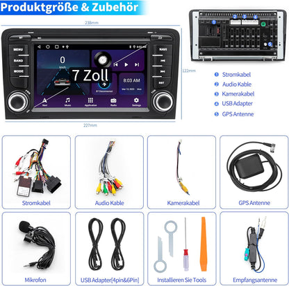 Autoradio – Multimedia Systeem – Auto Audio – Navigatie Systeem – Inbouw Radio – Android 13 Systeem – 7 Inch Touchscreen – Draadloos CarPlay & Android Auto
