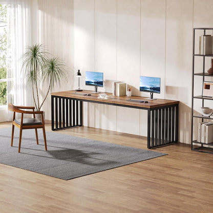 Tribesigns 180cm Desk, Large Computer Table PC Table Office Table with Robust Metal Frame, Workstation for Home Office Home Desks, Conference Table (without Chair) (Brown)