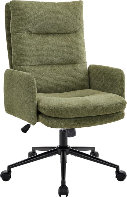 Bureaustoel – Bureaustoel Met Wieltjes – Bureaustoel Met Armleuningen – Ergonomische Bureaustoel – Draaibare Bureaustoel – Hoge Rugleuning – Verstelbare Zithoogte – Pluche Cashmere Bekleding Groen