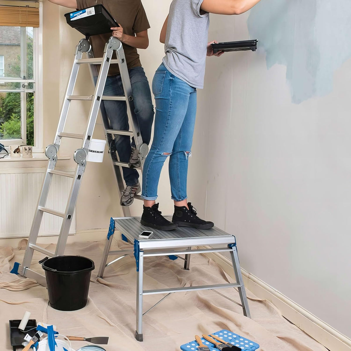 Silverline 953474 Multifunctionele Ladder met Platform 3,6m 12-Loopvlak