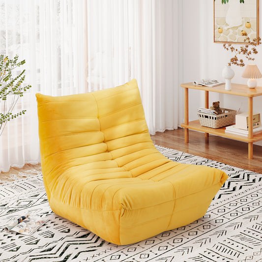 Fireside Stoel – Lazy Sofa – Zitzak – Relaxstoel – Loungestoel – Geel – Ergonomisch Ontwerp – Suède Bekleding