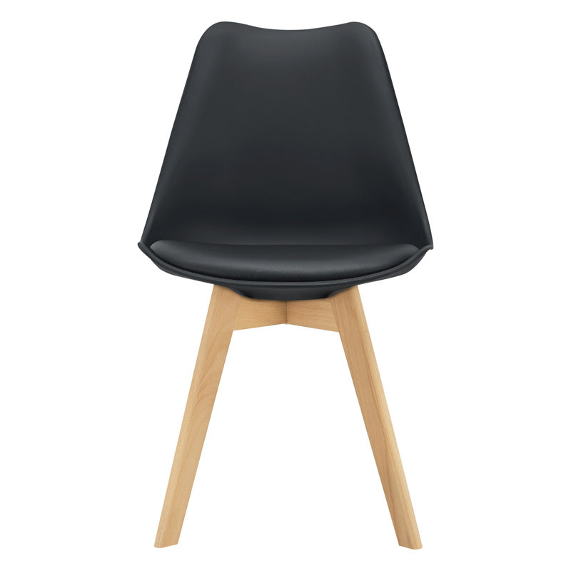 Eetkamerstoel – Stoel – Keukenstoel – Zwarte Stoel – Stoelset 6 Stuks – PU Kunstleer – Massief Beukenhout – 81x49x57 cm – Zithoogte 45 cm