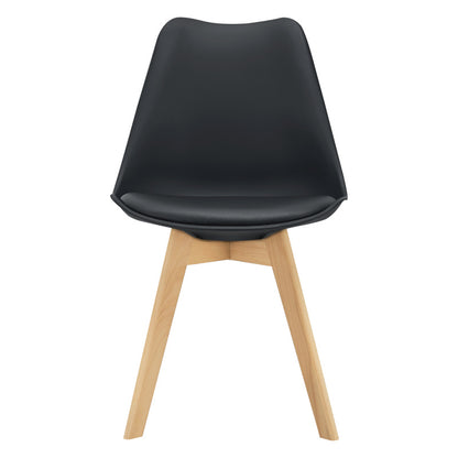 Eetkamerstoel – Stoel – Keukenstoel – Zwarte Stoel – Stoelset 6 Stuks – PU Kunstleer – Massief Beukenhout – 81x49x57 cm – Zithoogte 45 cm