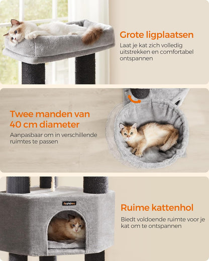 Krabpaal – Kattenboom – Kattenmeubel – Krabmeubel – Speelboom – Groot Formaat 160 cm Hoog – 11,3 cm Dikke Sisal Palen