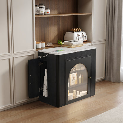 Uitbreidbare Eettafel – Keukeneiland – Buffetkast – Bar – Sideboard – Mobiel Op Wieltjes – Strak Zwart-Wit Design
