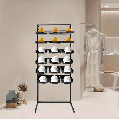 Hoedenrek – Hoedenhouder – Pettenrek – Hoedendisplay – Hoedenkast – Modern Design – Metalen Stabiele Constructie – 18 Trays – Compacte Afmetingen