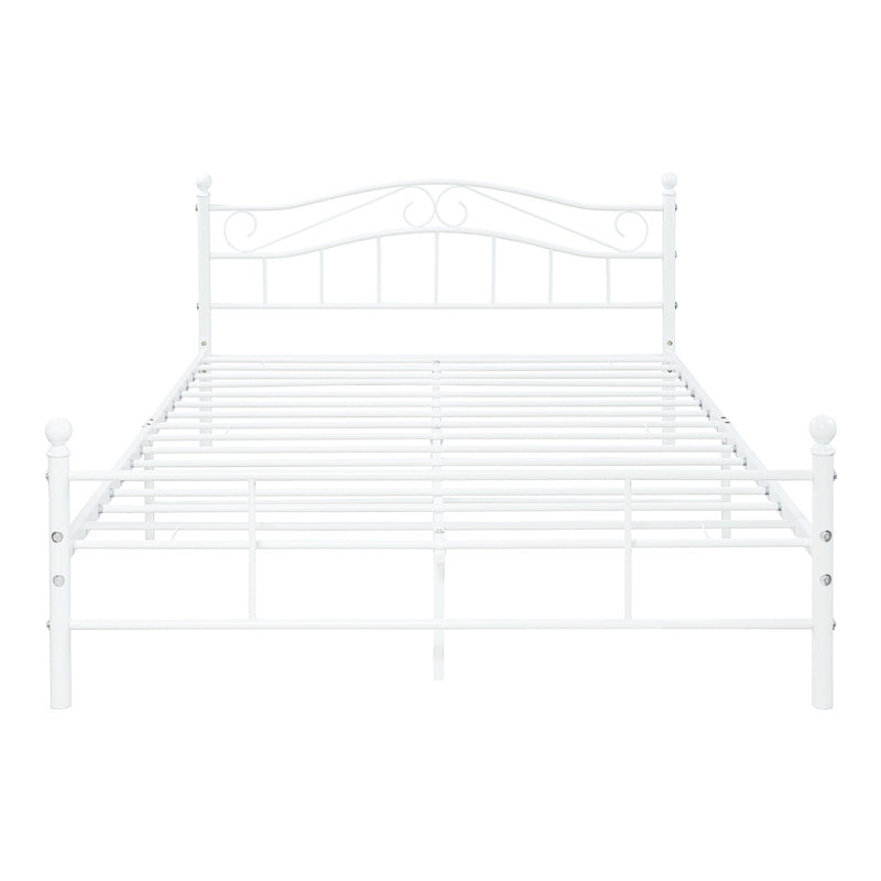 Metalen Bed – Stalen Bed – Kinderbed – Eenpersoonsbed – Tweepersoonsbed – Mat Wit – 140 x 200 cm – Stevig Metalen Frame – Inclusief Lattenbodem