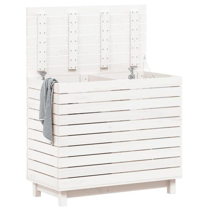 Wasmand – Wasbox – Wassorteerder – Waszak – Opbergmand – Massief Grenenhout – Groot Formaat 88,5x44x76 cm – Witte Afwerking