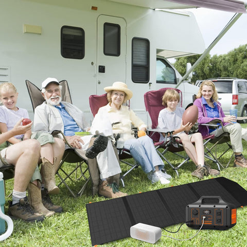 Zonnepanelen met Stekker - Zonnepaneel-Oplader - Zonnepaneel - 120 W - Opvouwbare - Draagbaar -.voor Camping - Stroomuitval - Noodsituaties - IP65 Waterdichte - 20-28V DC - 165.4 x 56.4 x 0.5 cm - Zwart