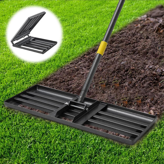 Gazonhark - Nivelleringshark - Gazonplanner - Rakel - met 5ft - Handgreep - 66 x 25 cm - Robuuste Bodemplaat - Gazonschuiver - voor Tuin - Golf - Gazon - Achtertuin - Zwart