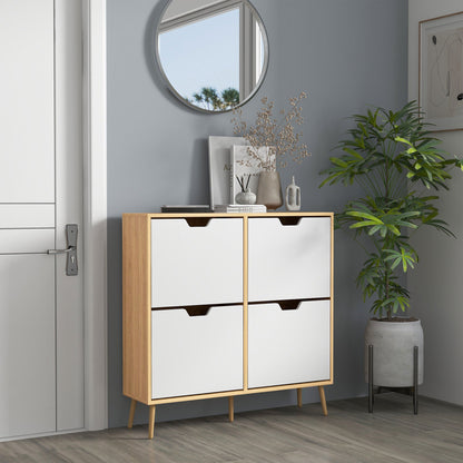 Schoenenkast – Schoenenrek – Schoenenopberger – Schoenenmeubel – Schoenentoren – 16 Paar Schoenen – Verstelbare Legplanken – Natuurlijk Hout – Smal Hoog Model