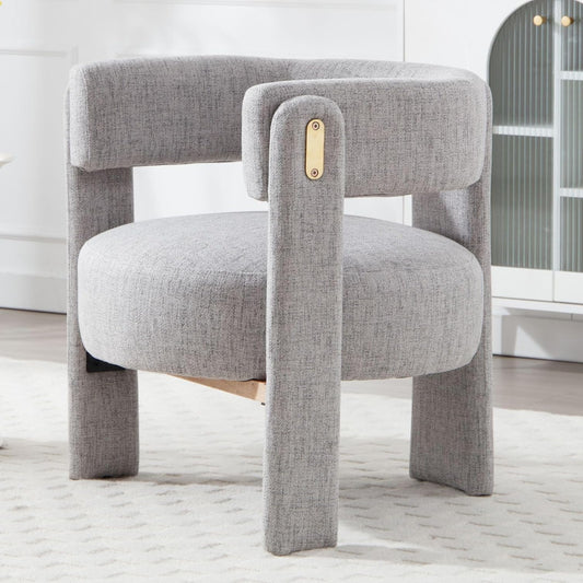 chairus Living Room Armchair Occsional Accent Chair in Linen Fabric Upholstered Dressing Table for Bedroom (Grey) - QUORE