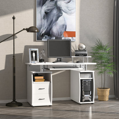 Computertafel – Computerbureau – Bureautafel – Werktafel – Bureau – Wit hout – Ergonomisch ontwerp – Ruime opbergruimte – 120x55x85 cm