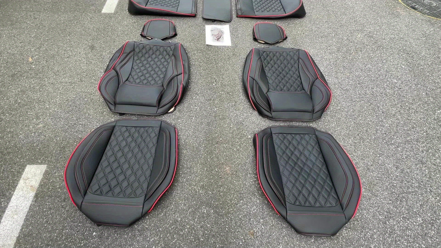 Autostoelhoes – Stoelhoes – Autostoelbekleding – Stoelbeschermer – Autostoelhoes – Universeel – Kunstleer Met Sponsvulling – Voor 5 Zitplaatsen