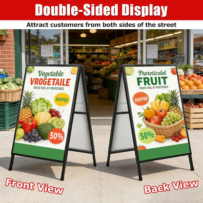WIIGO A1 A Boards Pavement Signs A Frame Sign Board - Dubbelzijdige Sandwich A-Board Poster Sign Display Stand met 2 Anti-Glare Covers en Golfplaten voor Zaken, Restaurant, Reclame