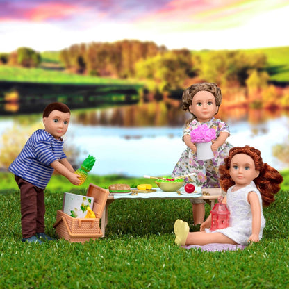 Lori LO37105Z Gourmet to Go picknicktafelset, accessoires voor poppen van 6 inch - 3 jaar en ouder, meerkleurig, 1