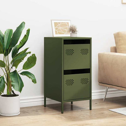 Modern Olive Green Metal Sideboard Cabinet with 3 Drawers & 2 Shelves - Contemporary Design, Cold-Rolled Steel, Removable Top Shelf, 35x39x73.5cm, Perfect for Living Room or Bedroom, Sideboard Cabinet, Bedroom Storage, Minima