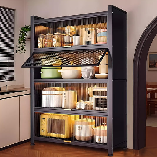 5-laags Opbergkast – Opbergmeubel – Boekenkast – Wandrek – Stellingkast – Zwart met Gouden Accenten – Duurzaam Koolstofstaal – Vrijstaand & Ruimtebesparend