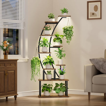 Plantenstandaard kweeklampen 160 Cm – Plantenrek – Plantenhouder – Bloemenstandaard – Displayplank – 9-Laags Hoekmodel – Volspectrum Kweeklampen – Metalen Frame Met Waterbestendige Planken