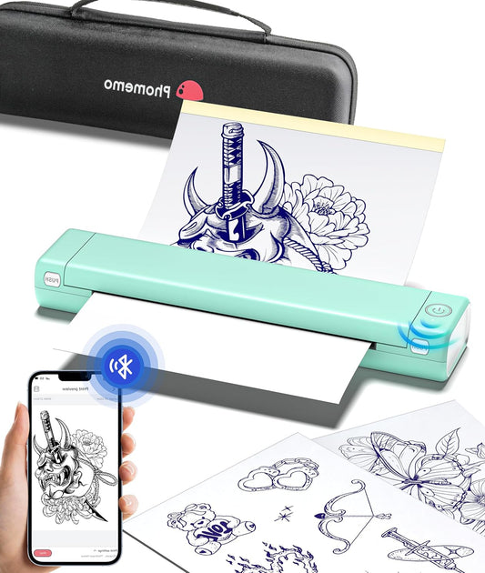 Phomemo M08F Tattoo Stencil Printer, Tattoo Printer Machine with 10 Tattoo Transfer Paper + Storage Box, A4 Tattoo Thermal Printers, Compatible with Smartphone and PC for Beginners, Tattoo Artists - QUORE