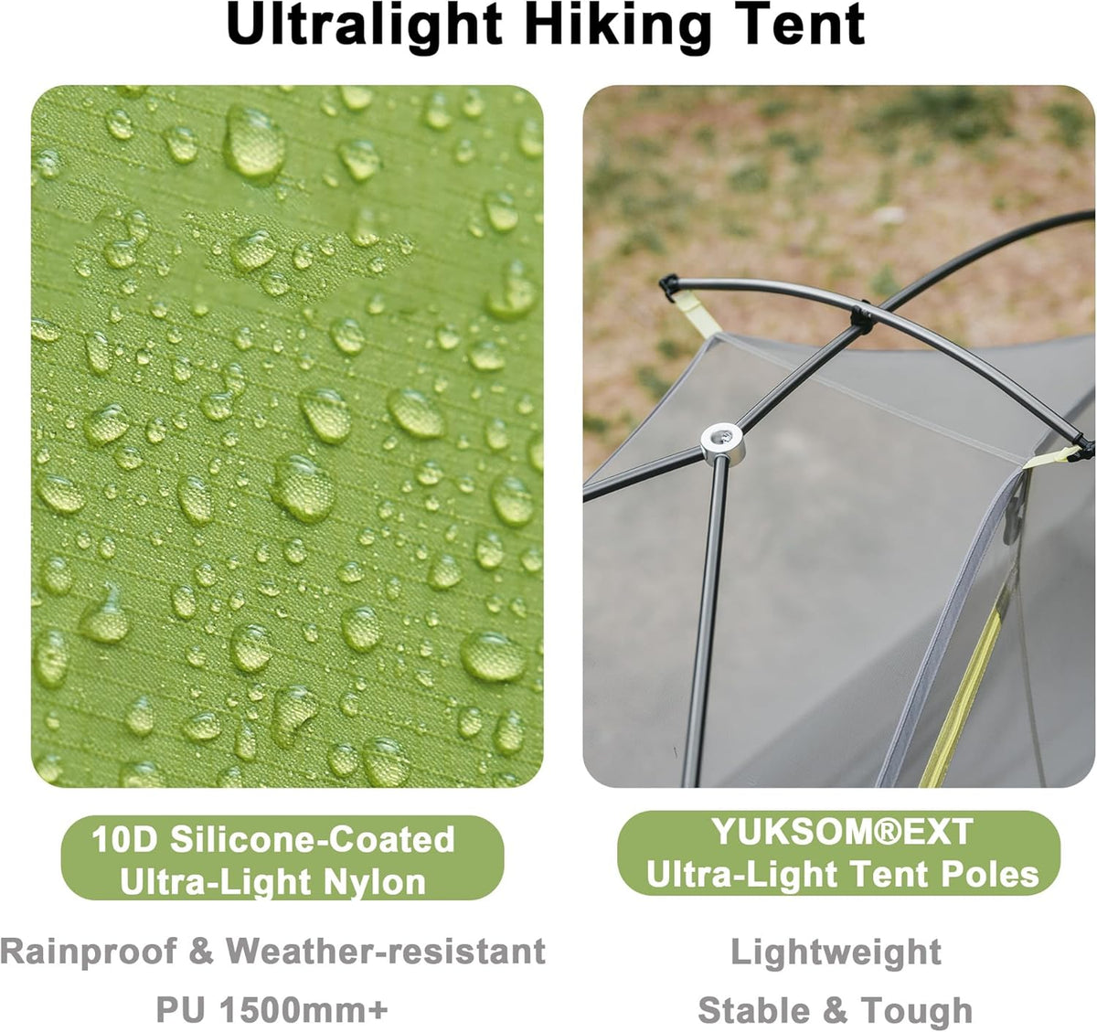 Naturehike PU1500+, ultralichte tent, 780/960 g, waterdichte campingtent, 3-seizoenen wandeltent, 1/2 persoon, voor snelle wandelingen, fietstochten en motortochten