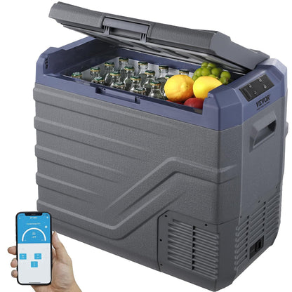 VEVOR Auto Koelkast, 12 Volt Auto Koelkast Koelkast Koelkast, 45 L Enkele Zone Draagbare Vriezer met Ingebouwde Licht -45 °F 12/24V DC en 100-240V AC Compressor Koeler voor Buiten, Camping, RV