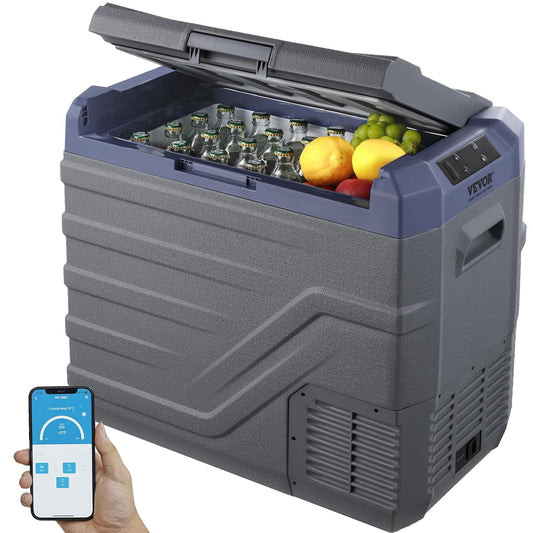 VEVOR Auto Koelkast, 12 Volt Auto Koelkast Koelkast Koelkast, 45 L Enkele Zone Draagbare Vriezer met Ingebouwde Licht -45 °F 12/24V DC en 100-240V AC Compressor Koeler voor Buiten, Camping, RV