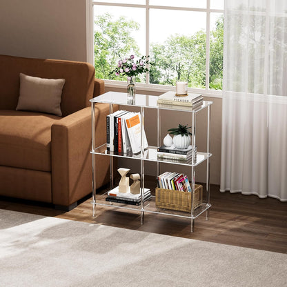 Acryl consoletafel, 3-laags acryl boekenplank boekenkast, vrijstaand, 75 x 30 x 80 cm (transparant)