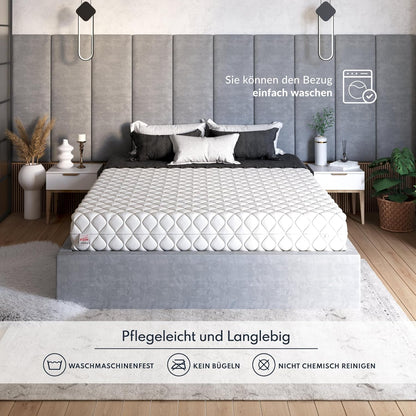 FDM Orthia Pocketveringmatras, 120 x 200 cm, 7-zones, hardheid H3, middelhard), 17 cm hoog, polyurethaanschuim, tweezijdige overtrek, afneembaar, wasbaar