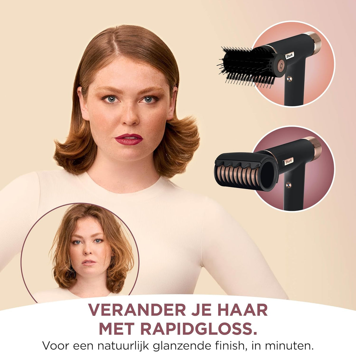Shark SpeedStyle Haardroger & RapidGloss Finisher met Opbergtas & Haarklemmen, 5 Stylers, Voor Alle Haartypes, Ultrasnel Droog, Gladstrijken van Pluizig Haar, Geen Warmteschade, Ionisch, HD353BKEU